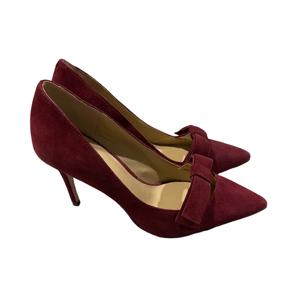 New Ann Taylor Red Suede Bow Heels Size 7